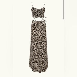 Acacia Swimwear Black and Cream Floral Dress